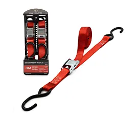 Alle spanbanden 25mm Spanband - 500kg - 3m - 25mm - klemgesp en S-haken - Rood - 2st.